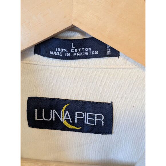 VTG Luna Pier Long Sleeve Button Up Pastel Yellow Shirt Sz L Kittencore Kawaii - Picture 8 of 8